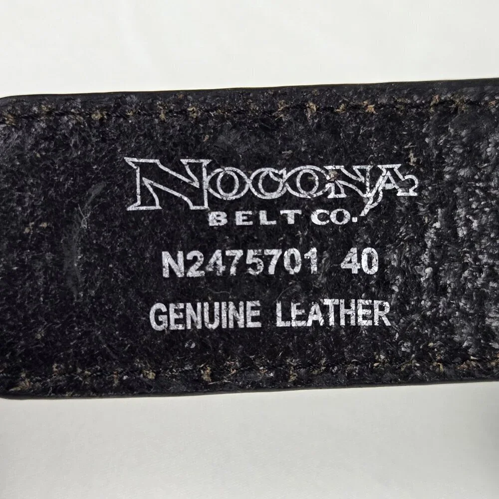 Nocona Belt Co Men's Size 40 Leather Western Belt Black Brown Woven Concho